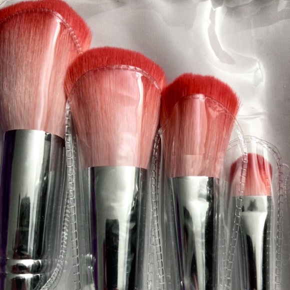 Mica Bella Beauty Deluxe Brush Set 10 piece snap roll case gift box red white - Picture 6 of 10